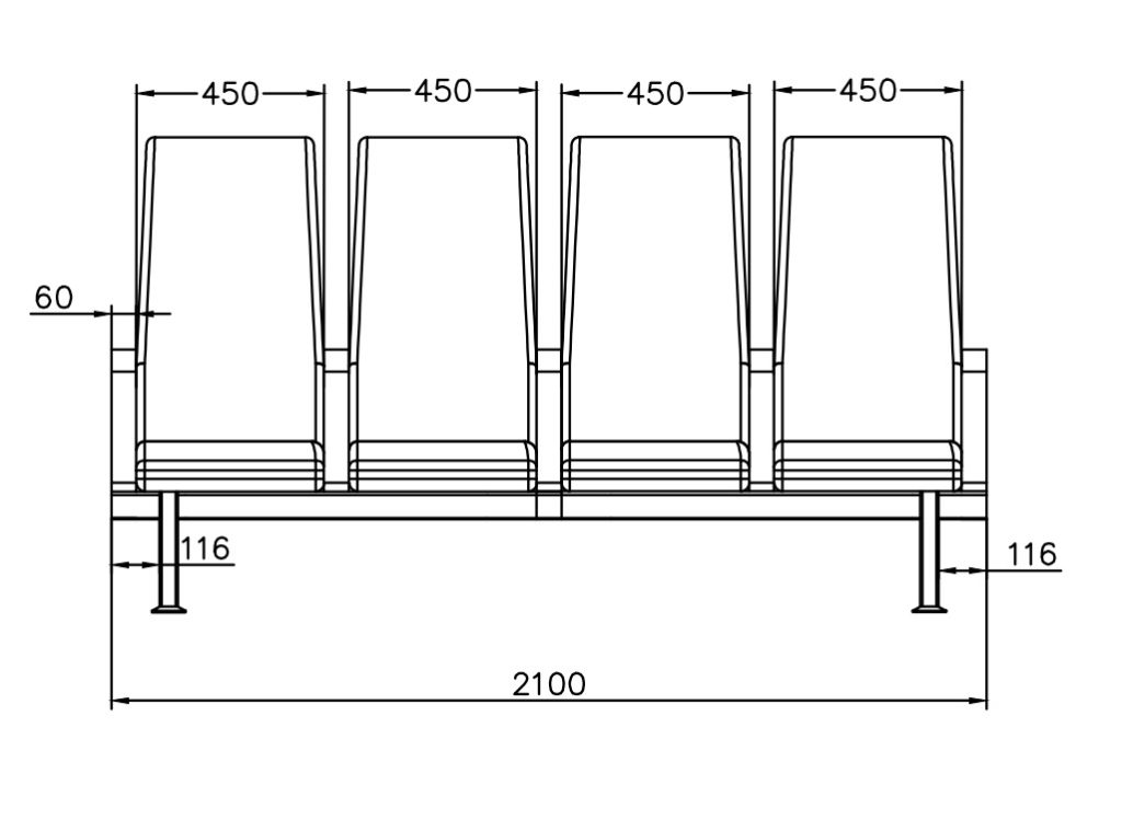 PS-004 4-seat ferry seat tech chart