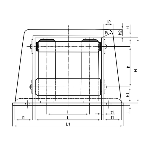 JIS F 2026-80 four-roller fairlead type A Size Chart